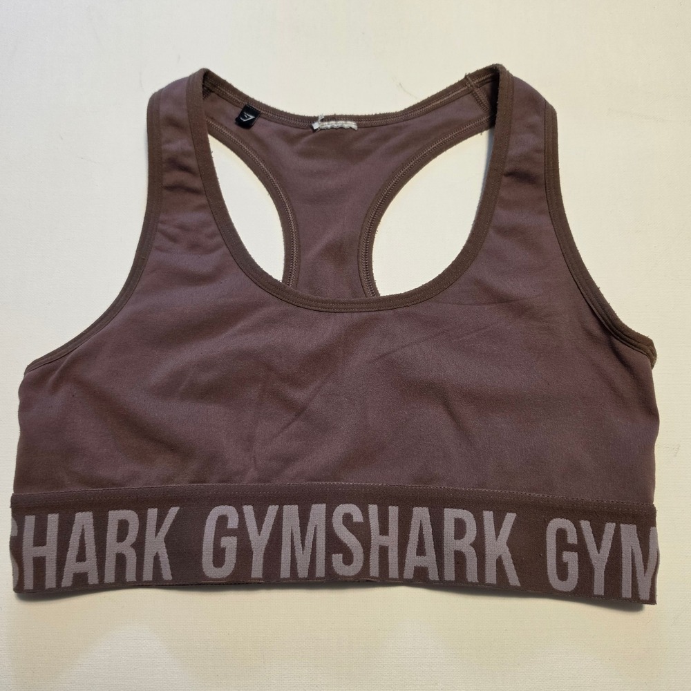 Gymshark Logo Band Racerback Sports Bra Brown Mauve Size Small